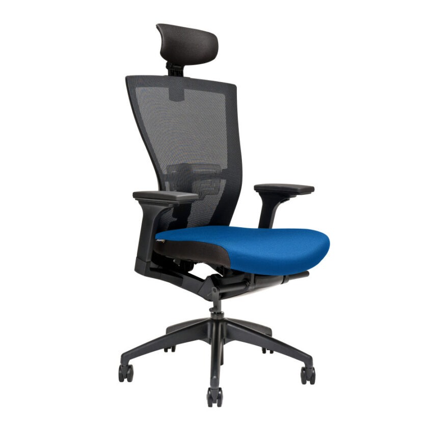 Kancelářská židle na kolečkách Office Pro MERENS SP – s područkami a opěrkou hlavy Modrá BI 204